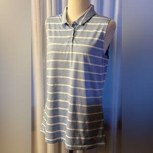 Women’s Blue /White Striped Sleeveless Gold Shirt. Size Large